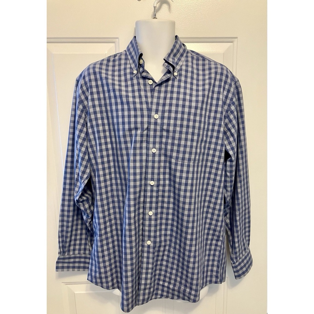 Brooks Brothers Madison Men’s Dress Shirt Medium Blue Plaid Non Iron Supima - Picture 2 of 6